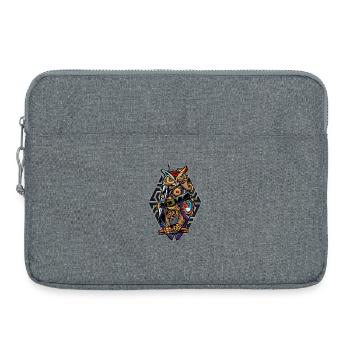 Steampunk-Eule mit Zahnrädern Mystisch Mechanisch  - Laptoptasche 15" - Grau meliert - Vorne