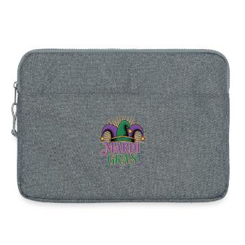 Mardi Gras T-Shirt – Karneval Jester Hut - Laptoptasche 15" - Grau meliert - Vorne