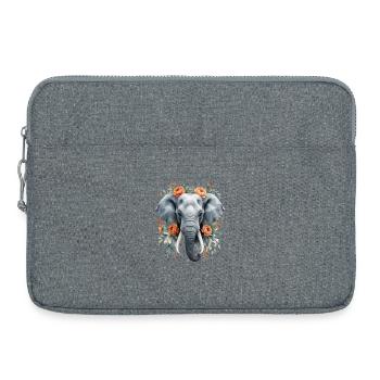 Elephant with flower wreath - Laptop bag 15" - heather grey - Front