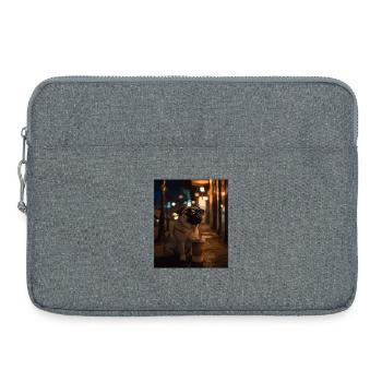 Carlin avec des lunettes de soleil et café glacé - Sacoche pour ordinateur portable 15 pouces - gris chiné - Devant