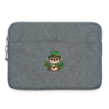 Chapeau de lutin animal loutre de la Saint-Patrick - Sacoche pour ordinateur portable 15 pouces - gris chiné - Devant