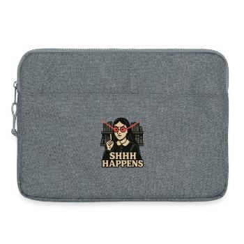 Bibliothek Frau mit roten Augen und SHHH Happens - Laptoptasche 15" - Grau meliert - Vorne