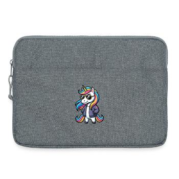 Cool Unicorn with Sunglasses Cartoon Motif - Laptop bag 15" - heather grey - Front