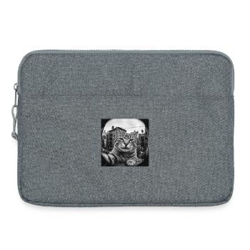 Cool Street Cat Selfie in Neighborhood - Laptop bag 15" - heather grey - Front
