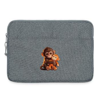 Petit singe mignon donne un coup de poing Coup de poing singe - Sacoche pour ordinateur portable 15 pouces - gris chiné - Devant