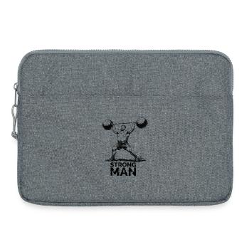 Oldschool Strongman Gewichtheben Illustration - Laptoptasche 15" - Grau meliert - Vorne