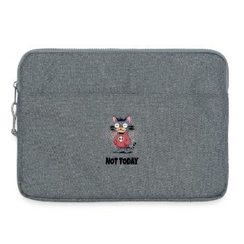 Chat fatigué Pas Aujourd’hui – Humour de chat - Sacoche pour ordinateur portable 15 pouces - gris chiné - Devant