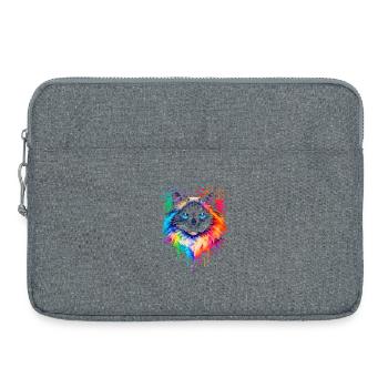 Ragdoll in Neon | Katzenkunst Pop Art - Laptoptasche 15" - Grau meliert - Vorne