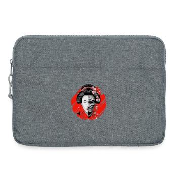 Geisha Half Face Oni Mask Japanese Samurai - Laptop bag 15" - heather grey - Front