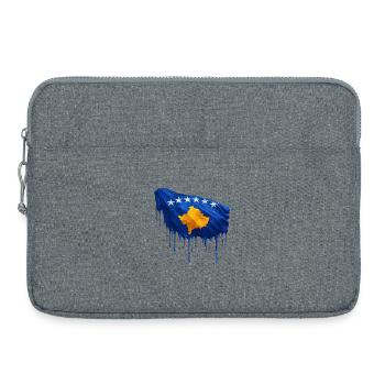 Kosovarische Flagge bunte Farbe - Laptoptasche 15" - Grau meliert - Vorne
