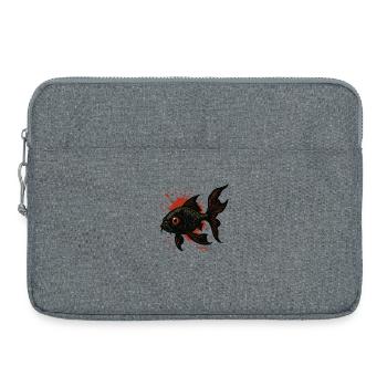 Éclaboussures de carpes koi : Poisson noir - Sacoche pour ordinateur portable 15 pouces - gris chiné - Devant