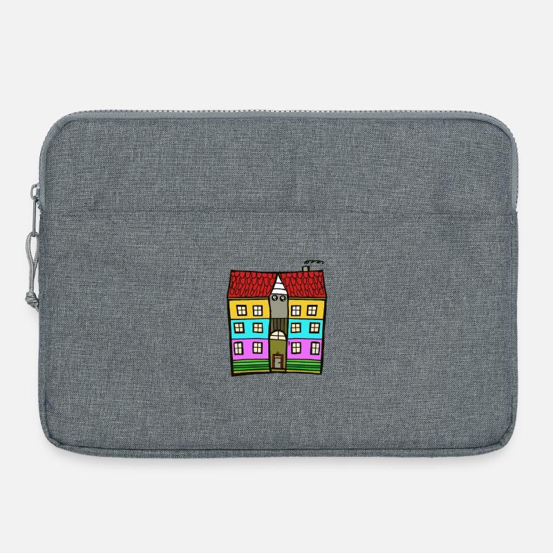 Illustration colorée à plusieurs maisons - Sacoche pour ordinateur portable 15 pouces - gris chiné
