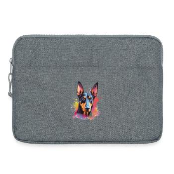 Doberman Pinscher Dog Splash Art Colorful - Laptop bag 15" - heather grey - Front