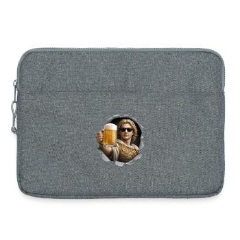 Alexander the Great with beer and sunglasses - Laptop bag 15" - heather grey - Front