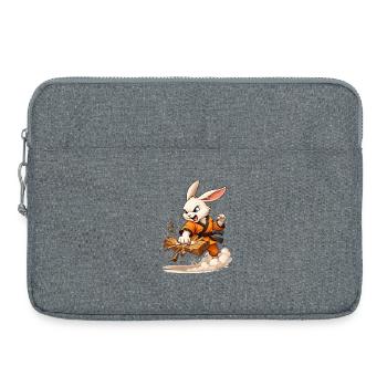 Motif fort avec un lapin combattant dans le style karaté - Sacoche pour ordinateur portable 15 pouces - gris chiné - Devant