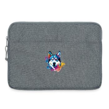 Chien coloré Husky Splash Art - Sacoche pour ordinateur portable 15 pouces - gris chiné - Devant