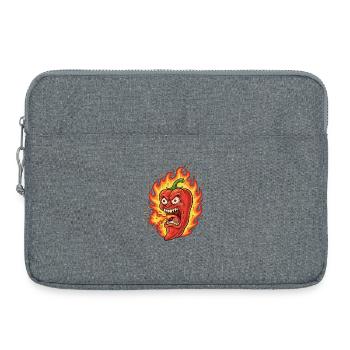 Flammenpeperoni Wütendes Gesicht - Laptoptasche 15" - Grau meliert - Vorne