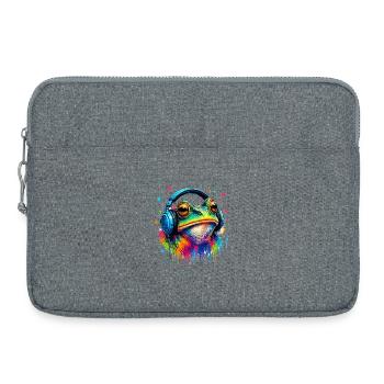 Color explosion frog with headphones - Laptop bag 15" - heather grey - Front