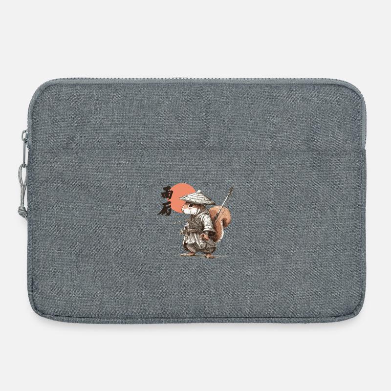 Samurai Squirrel under Red Sun - Laptop bag 15" - heather grey