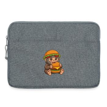 Mignon Sasquatch Bigfoot Cartoon Burger de restauration rapide - Sacoche pour ordinateur portable 15 pouces - gris chiné - Devant