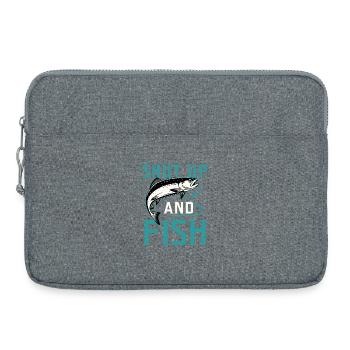 Shut Up and Fish Funny Vintage Salmon Fishing Art - Laptoptasche 15" - Grau meliert - Vorne