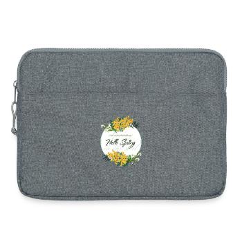 Mimose und Frühlingsglöckchen. Hello spring - Laptoptasche 15" - Grau meliert - Vorne