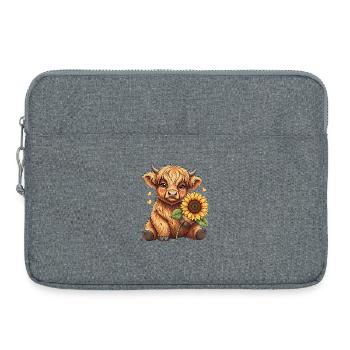 Highland Cow Sunflower - Laptop bag 15" - heather grey - Front
