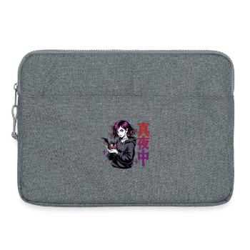 真夜中 Fille d’anime gothique Midnight Bat Gothic - Sacoche pour ordinateur portable 15 pouces - gris chiné - Devant