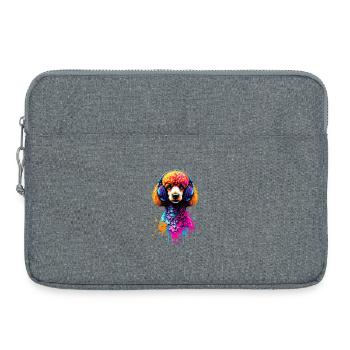 Caniche avec un casque - Sacoche pour ordinateur portable 15 pouces - gris chiné - Devant