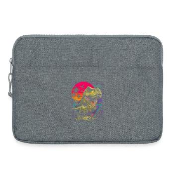 Neon Dino Tropen Sonnenaufgang - Laptoptasche 15" - Grau meliert - Vorne