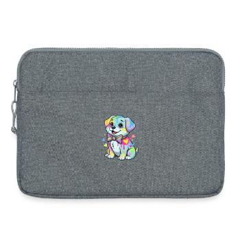 Colorful puppy with rainbow spots - Laptop bag 15" - heather grey - Front