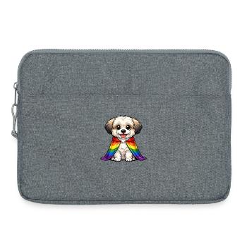 Chien de la fierté havanaise cape arc-en-ciel LGBTQ - Sacoche pour ordinateur portable 15 pouces - gris chiné - Devant