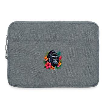 Gorilla mit Blumenpracht - Laptoptasche 15" - Grau meliert - Vorne