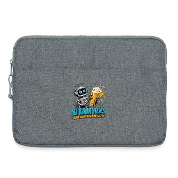Roboter mit Bierglas-Humor - Laptoptasche 15" - Grau meliert - Vorne