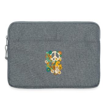 Love Peace Flowers Cooler Retro-Hippie - Laptoptasche 15" - Grau meliert - Vorne