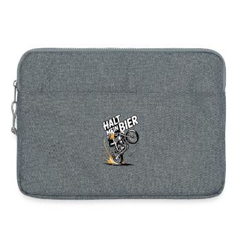  Halt Mein Bier Motorrad Wheelie Biker Spruch Für - Laptoptasche 15" - Grau meliert - Vorne