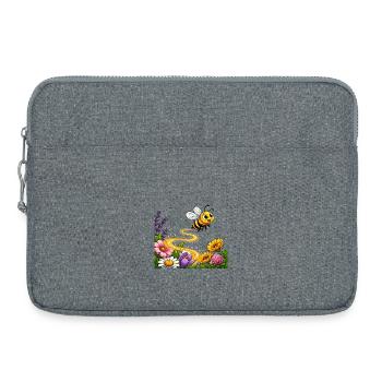 Biene Honig Imker Honigwabe Blumen Wiese Insekt - Laptoptasche 15" - Grau meliert - Vorne