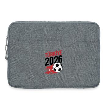 Türkiye 2026 Fußball Flamme mit Flagge - Laptoptasche 15" - Grau meliert - Vorne