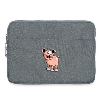 Pink Pig - Cartoon - Piglet - Gift - Laptop bag 15" - heather grey - Front