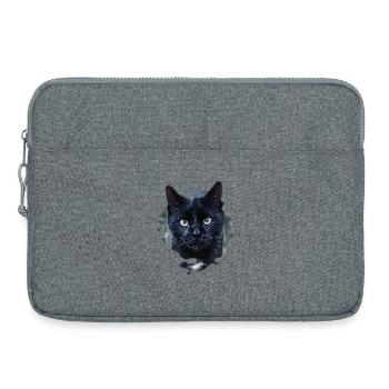 black cat chat noir - Sacoche pour ordinateur portable 15 pouces - gris chiné - Devant