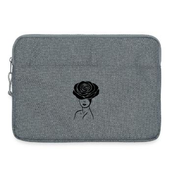 Fille / Dame avec une fleur (rose) sur la tête - Sacoche pour ordinateur portable 15 pouces - gris chiné - Devant