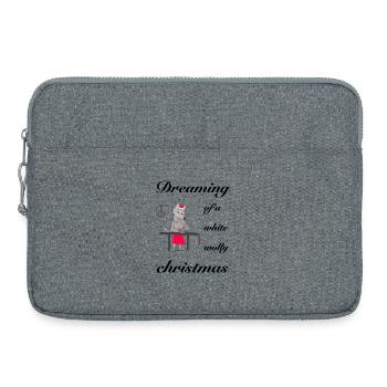 Noël laineux blanc, loup emblématique - Sacoche pour ordinateur portable 15 pouces - gris chiné - Devant