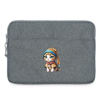 Chaton avec perle - Sacoche pour ordinateur portable 15 pouces - gris chiné - Devant