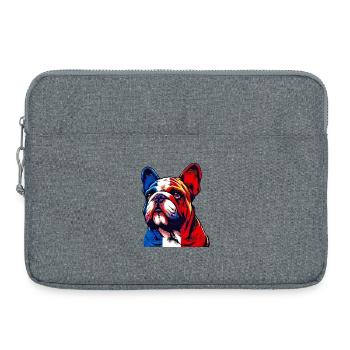 Bouledogue français Chien - Sacoche pour ordinateur portable 15 pouces - gris chiné - Devant