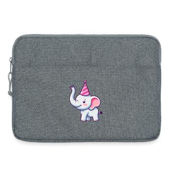 Mignon éléphant heureux avec chapeau de fête - Anniversaire - Sacoche pour ordinateur portable 15 pouces - gris chiné - Devant