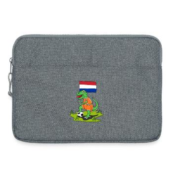 Hollande drapeau dinosaure rex football - Sacoche pour ordinateur portable 15 pouces - gris chiné - Devant