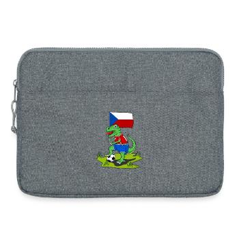 Drapeau de la République tchèque dinosaure Rex football - Sacoche pour ordinateur portable 15 pouces - gris chiné - Devant