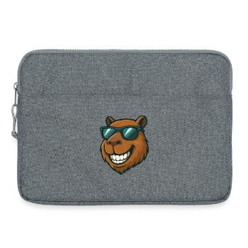 Cool Capybara avec lunettes de soleil Cartoon Joy - Sacoche pour ordinateur portable 15 pouces - gris chiné - Devant