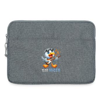 Cheerful seabird with guitar - Laptop bag 15" - heather grey - Front