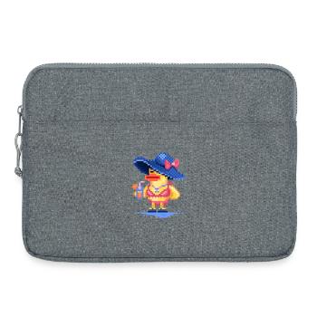 Pixel art Canard sur la plage en maillot de bain - Sacoche pour ordinateur portable 15 pouces - gris chiné - Devant